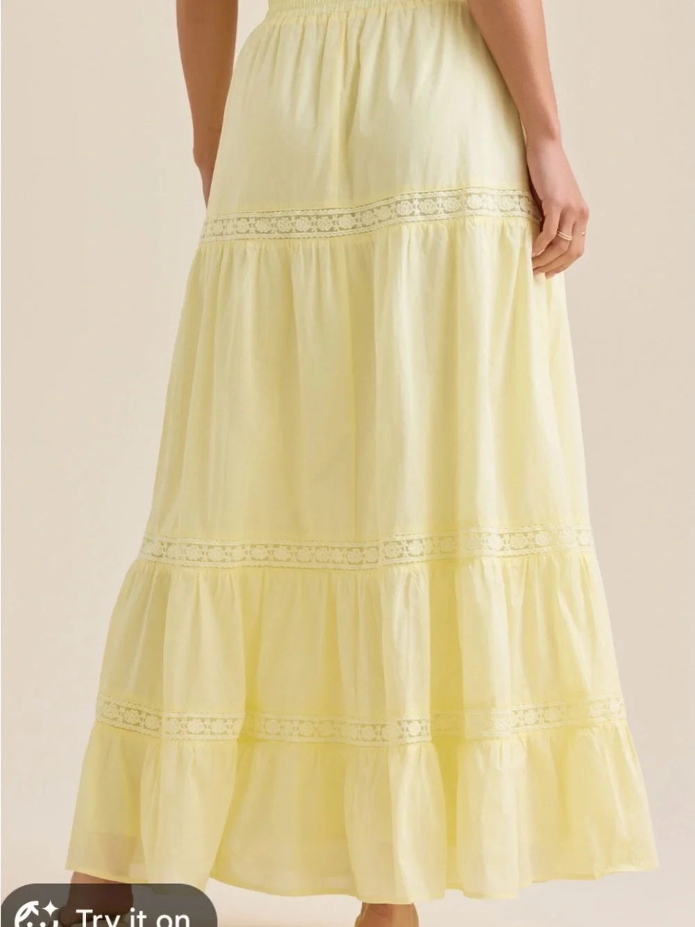 Altar'd State Pale Yellow Tiered Maxi Skirt - Picture 3 of 6
